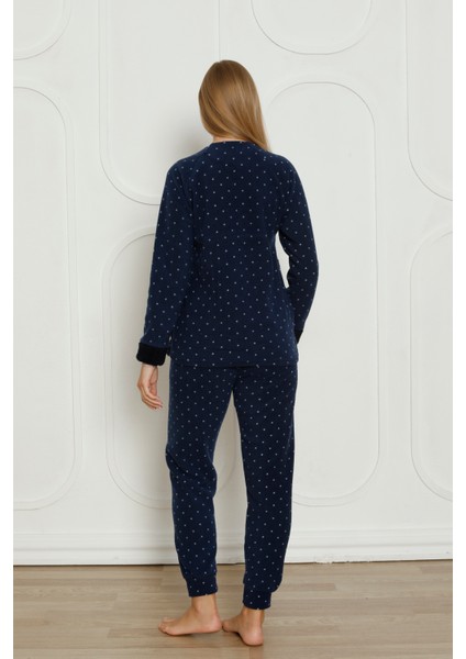 Fwn 04-3310 Peluş Welsoft Polar Kışlık Yumoş Kadın Pijama Takımı Good Night