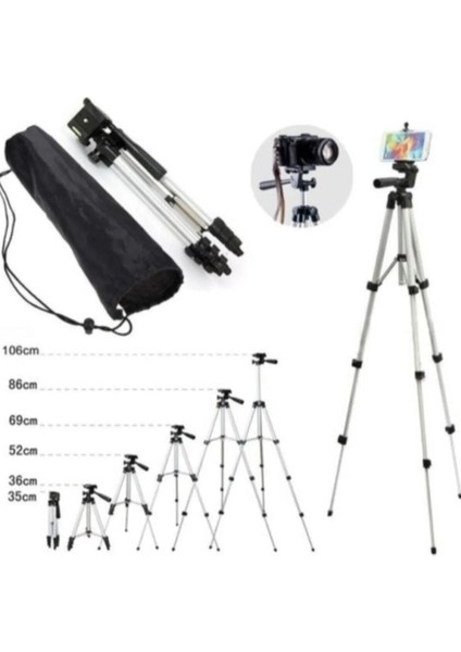 Bluetoothlu Tripot Profesyonel Fotoğraf Video Çekimi Kumandalı 106 cm Tripot Telefon Tutucu modelleri