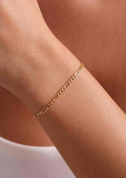 14 Ayar Altın Figaro Zincir Bileklik 2.5 mm