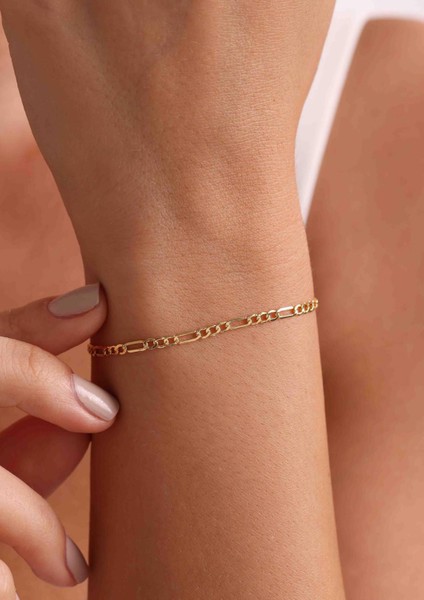 14 Ayar Altın Figaro Zincir Bileklik 2.5 mm fiyatları