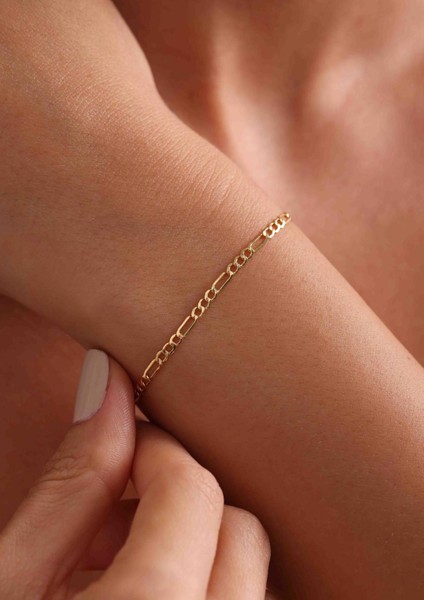 14 Ayar Altın Figaro Zincir Bileklik 2.5 mm modelleri