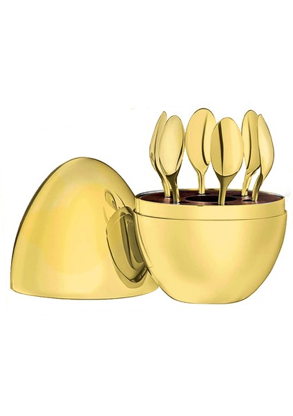 Çelik 6 Parça Gold Yumurta Çay Kaşık Set cin612sr