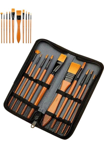 10 Adet Yağlı Akrilik ve Goaj Boya Fırçası Takımı Naylon Fırça Seti CIN671KHV