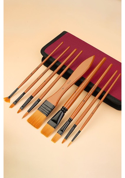 10 Adet Yağlı Akrilik ve Goaj Boya Fırçası Takımı Naylon Fırça Seti CIN671KHV modelleri