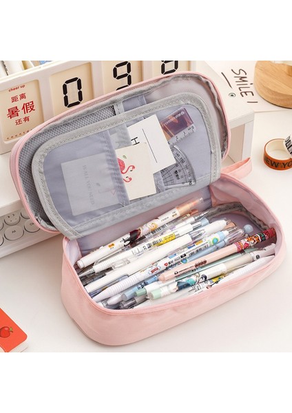 Çok Işlevli Çift Fermuarlı Kalem Kutusu Basit Büyük Kapasiteli Kırtasiye Çantası (Yurt Dışından) fiyatları