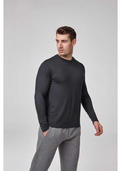 Erkek Sıfır Yaka Uzun Kollu T-Shirt