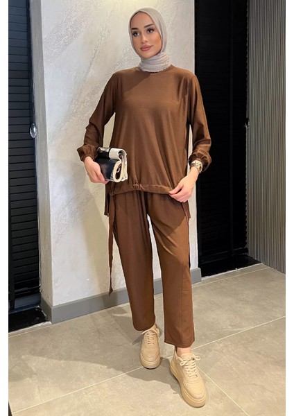 Kadın Etek Ucu Büzgülü Tunik Pantol Soğuk Iplik Ikili Takım fiyatları