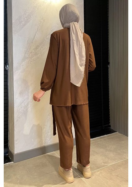 Kadın Etek Ucu Büzgülü Tunik Pantol Soğuk Iplik Ikili Takım fırsatları