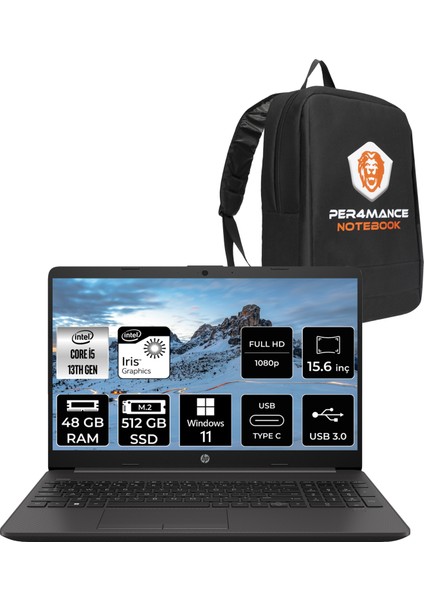 250R G9 Intel Core I5 1335U 48GB 512GB SSD 15.6" Fhd W11H Taşınabilir Bilgisayar & Per4 Çanta 9B9W7EAPN342