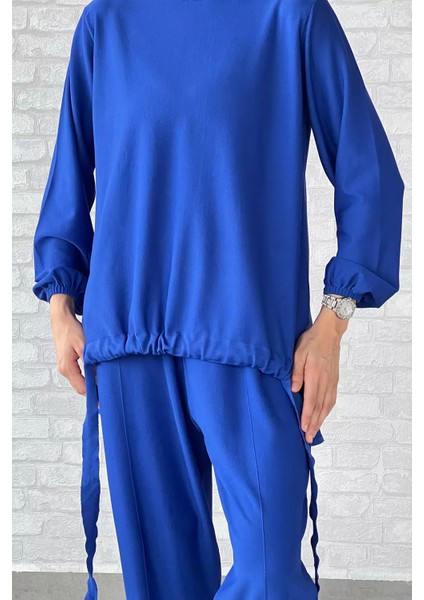 Kadın Etek Ucu Büzgülü Tunik Pantol Soğuk Iplik Ikili Takım modelleri