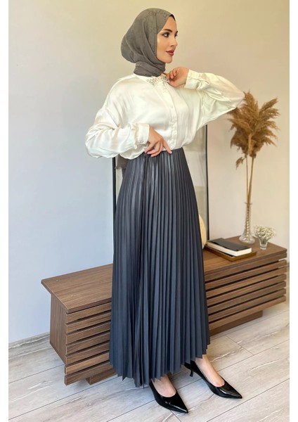 Bel Lastikli Pileli Tesettür Etek modelleri