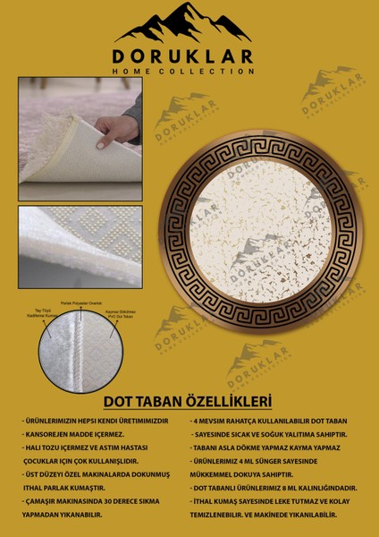 Kaymaz Taban Yıkanabilir Dijital Baskı Dekoratif Modern Desenli Dot Taban Halı 002