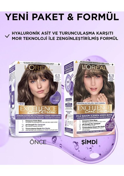 L’Oréal Paris Excellence Cool Creme SaçBoyası – 6.11 Ekstra Küllü Koyu Kumral