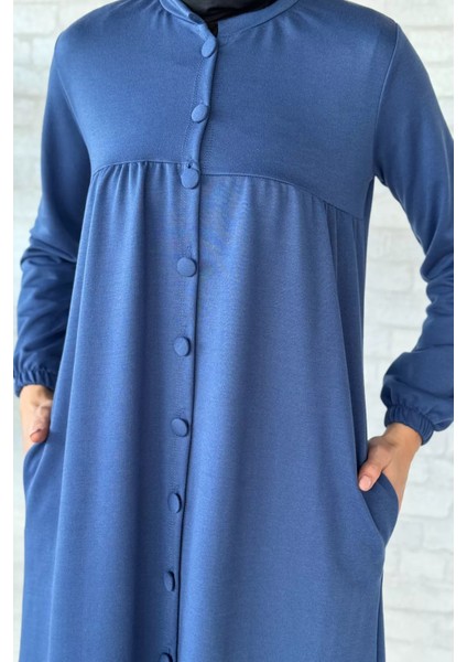 Boydan Düğmeli Cepli Tesettür Elbise P-00013105 modelleri