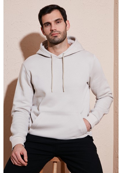 Slim Fit Kapüşonlu Kanguru Cepli Içi Tüylü Yumuşak Şardonlu Sweat Erkek Sweat 5905281