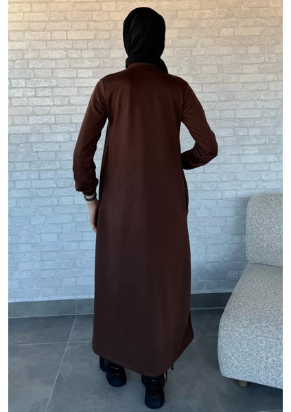 Boydan Düğmeli Cepli Tesettür Elbise fırsatları