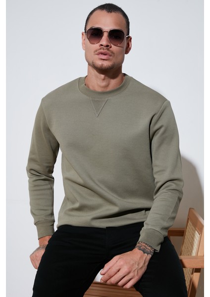 Pamuklu Relaxed Fit Bisiklet Yaka Sweat Erkek Sweat 5905453