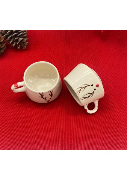 Betty El Yapımı Geyik Desenli Fincan -190 Ml ( 2 Adet)