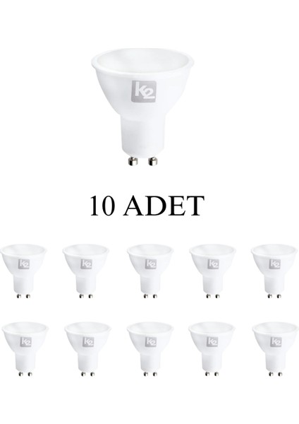 KES047 7W LED Ampul GU10 Duy Beyaz Işık - 10’lu Paket