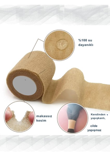 Su Gecirmez Kendınden Yapısık Bant Coban Bandajı 7,5*4.5 cm 2pc Spor ve Yaranlamanlar Ekleem Agrıları