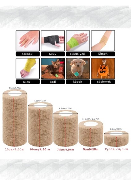 Su Gecirmez Kendınden Yapısık Bant Coban Bandajı 7,5*4.5 cm 2pc Spor ve Yaranlamanlar Ekleem Agrıları