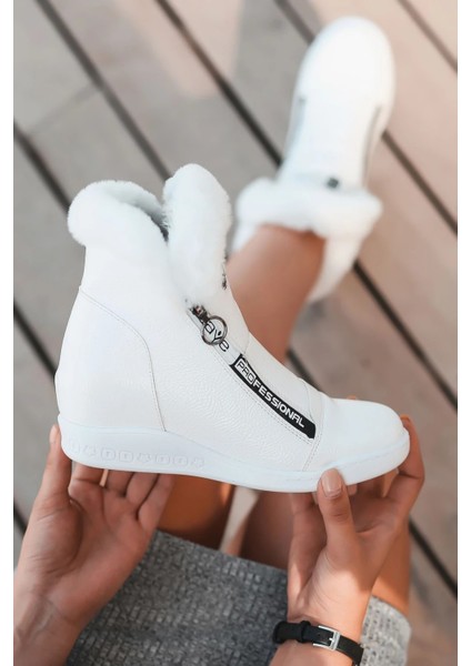 Puffy Fermuar Detaylı Gizli Topuk