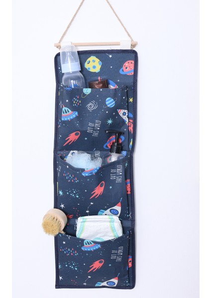 Uzay Baskılı 3 Cepli Çok Amaçlı Askılı Duvar Tipi Dolap Içi Banyo Mutfak Düzenleyici Organizer 20 x 60 fırsatları