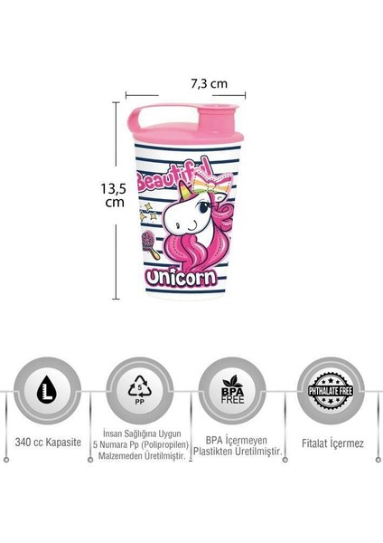 340 cc Desenli Bardak Unicorn
