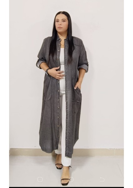 Büyük Beden Tesettüre Uygun % 100 Yıkamalı Pamuk Kumaş 120 cm Boyda Boydan Düğmeli Elbise/kap/ferace fiyatları