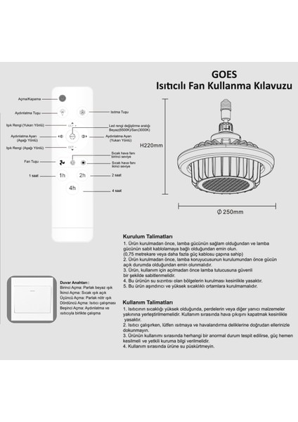 Isıtıcı Fan LED Lamba Çok Fonksiyonlu E27 Duy ile Kolay Kurulum