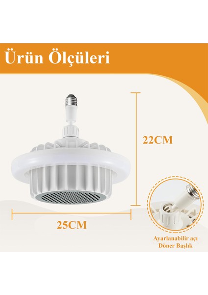 Isıtıcı Fan LED Lamba Çok Fonksiyonlu E27 Duy ile Kolay Kurulum