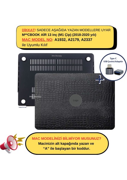 Macbook Air M1 Kılıf 13 inç A1932 A2179 A2337 ile Uyumlu F.Crocodile