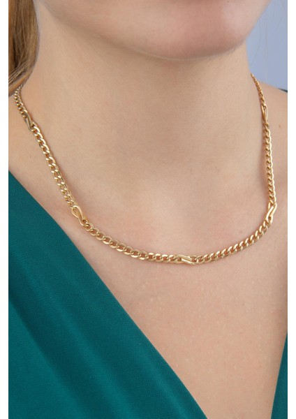 14 Ayar Altın Gurmet Zincirde Fiyonk Detaylı Kolye 3.90 mm