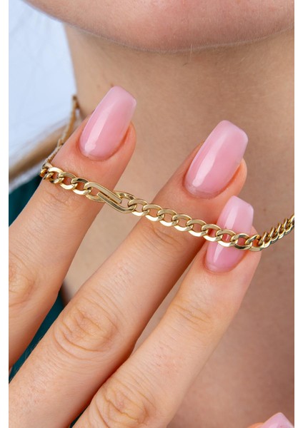 14 Ayar Altın Gurmet Zincirde Fiyonk Detaylı Kolye 3.90 mm fırsatları