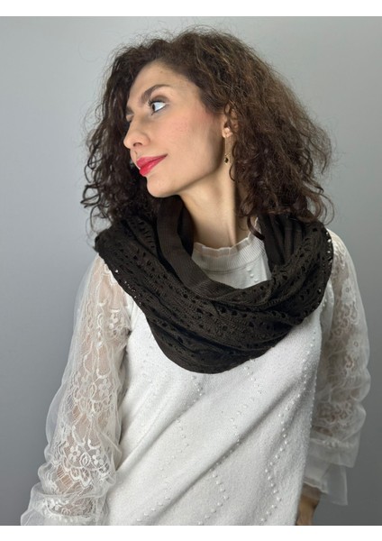 Acı Kahve Triko Örme Kadın Boyunluk Atkı 90X50 cm fiyatları
