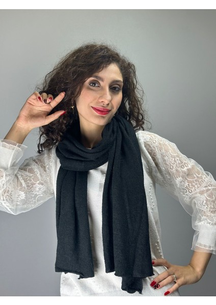 Siyah Pamuklu Unisex Boyunluk Atkı 190X60 cm modelleri