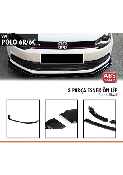 Vw Polo Mk5 Ön Tampon Lip Piona Black 3 Prç 2009 - 2017 modelleri