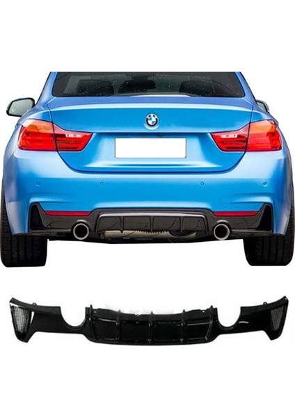 Bmw F32 4 Serisi M Performance Difüzör P Black 2014 ve Üzeri Sağ Sol Tek Egzoz Çıkışlı