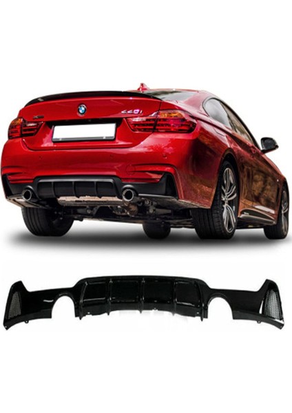 Bmw F32 4 Serisi M Performance Difüzör P Black 2014 ve Üzeri Sağ Sol Tek Egzoz Çıkışlı