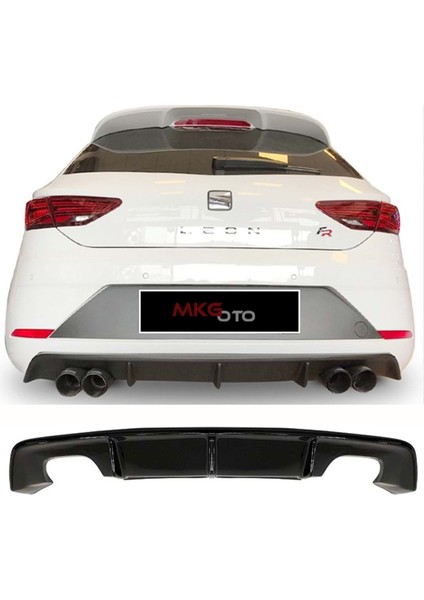 Seat Leon Mk3.5 Custom Difüzör Piona Black 2017 - 2020 Sağ Sol Çift Egzoz Çıkışlı