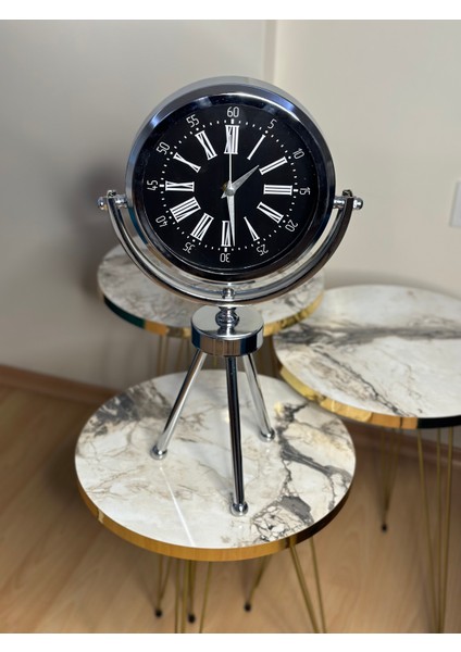 3 Ayaklı Tripod Masa Saati-Metal Dekoratif Saat modelleri
