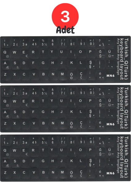 Türkçe Q Klavye Sticker/3 Adet/laptop Pc Uymlu Türkçe Q Sticker /türkçe Q Klavye Sticker