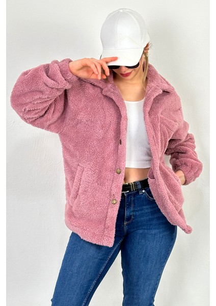 Hırka Bay/bayan Pamukluvwelsoft Peluş Düğmeli Çift Cepli Oversıze Ceket