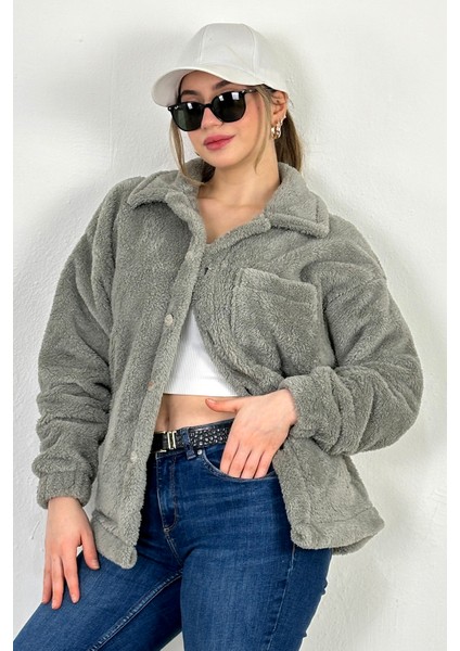 Hırka Bay/bayan Pamukluvwelsoft Peluş Düğmeli Çift Cepli Oversıze Ceket