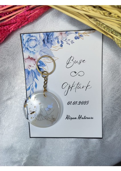 Davetiye Düğün Nişan Söz Anahtarlık Kartlı Davet Yenidoğan Doğum Hediyelik 10 Adet Isim Belirtiniz