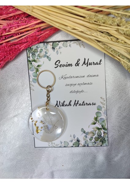 Davetiye Pleksi Anahtarlık Kartlı Davet Söz Nişan Düğün Doğum Hediyelik 10 Adet Isim Belirtiniz