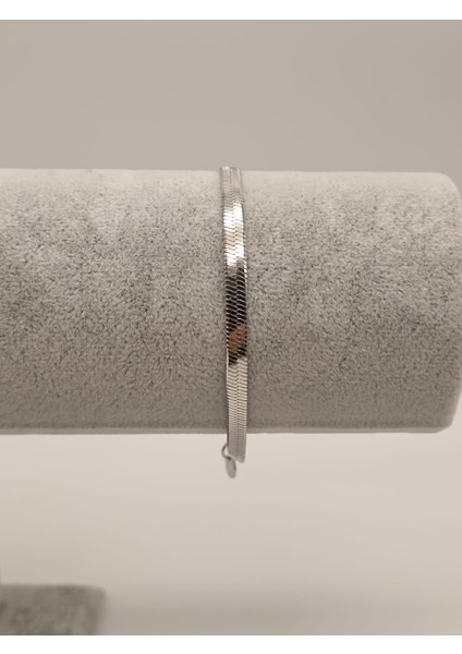 Çelik Bileklik Kalın Ezme Sılver