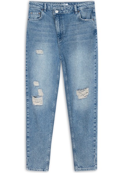Çapraz Bel Detaylı Jean Pantolon