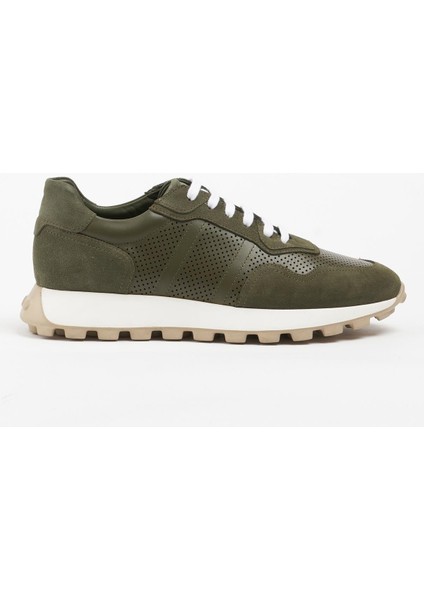 Barselona Hakiki Deri Haki Süet Soft Eva Hazır Taban Sneaker