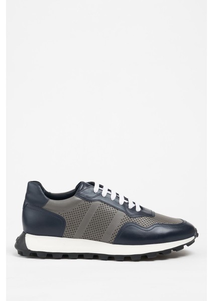 Barselona Hakiki Deri Laci Gri Soft Eva Hazır Taban Sneaker